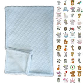   Kék Maratott karikás babatakaró (Névvel+mintával hímezve)