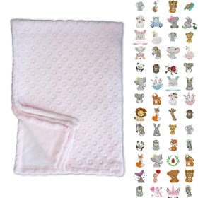   Rózsaszín Maratott karikás babatakaró (Névvel+mintával hímezve)