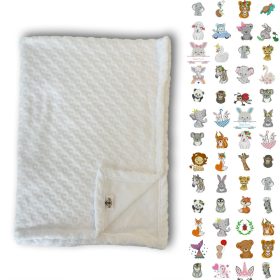   Fehér Maratott karikás babatakaró (Névvel+mintával hímezve)