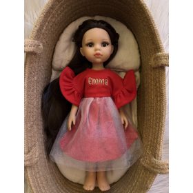 Játék babaruha névvel - Piros - Ünnepi kollekció